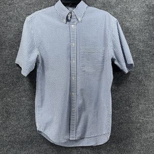 Arrow USA Shirt Men's S Blue Button Down Collared Striped‎ Short Sleeve